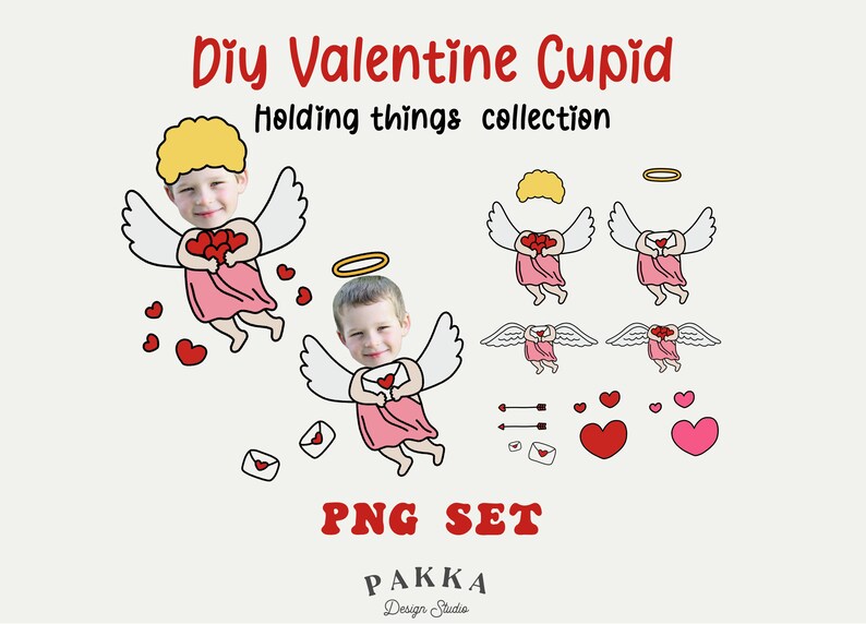 Funny Valentine Cupid Face Blank Bundle, Add Your Own Photo, Diy ...