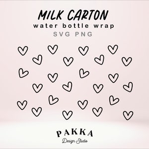 Heart Doodle | Milk Carton Water Bottle | SVG for Crafting | Seamless Pattern | Full Wrap Valentine | Cricut DIY Print | Commercial use
