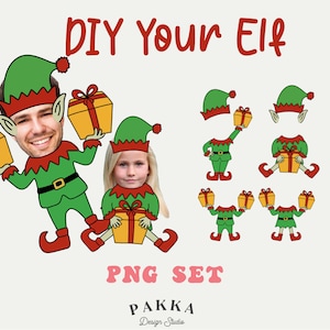 Elf Face Blank Bundle, Add Your Own Photo, Diy Template, Digital Sticker, Elf Suit Prop, Printable Png for Christmas Gift