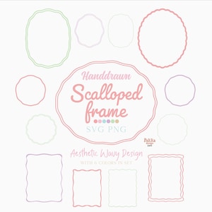 Ausgebogter Rahmen SVG PNG Bundle | Oval, Rechteck, Kreis Formen | Wunderliche gewellte Borte