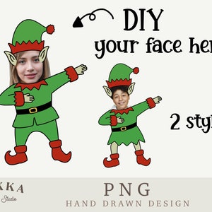 Dabbings Elf Face Blank Bundle, Add Your Own Photo, Diy Template,Printable Png for Christmas Gift