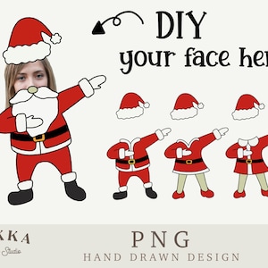 Dabbings Santa Face Blank Bundle, Add Your Own Photo, Diy Template,Photo card,Frame,Printable Png for Christmas Gift