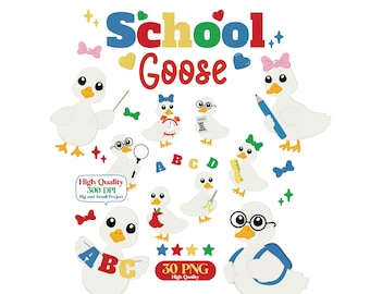 Back to School Silly Goose Clipart | Classroom Bulletin Board Decor | Student Printables for Preschool, Elementary,Daycare & Nursery Decor