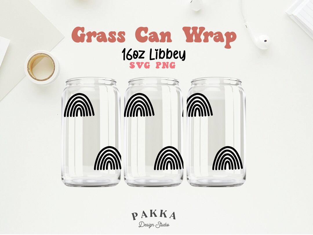 Line Art Rainbow Glass Can Wrap Svg, Boho Abstract Hippie 16oz Libbey ...