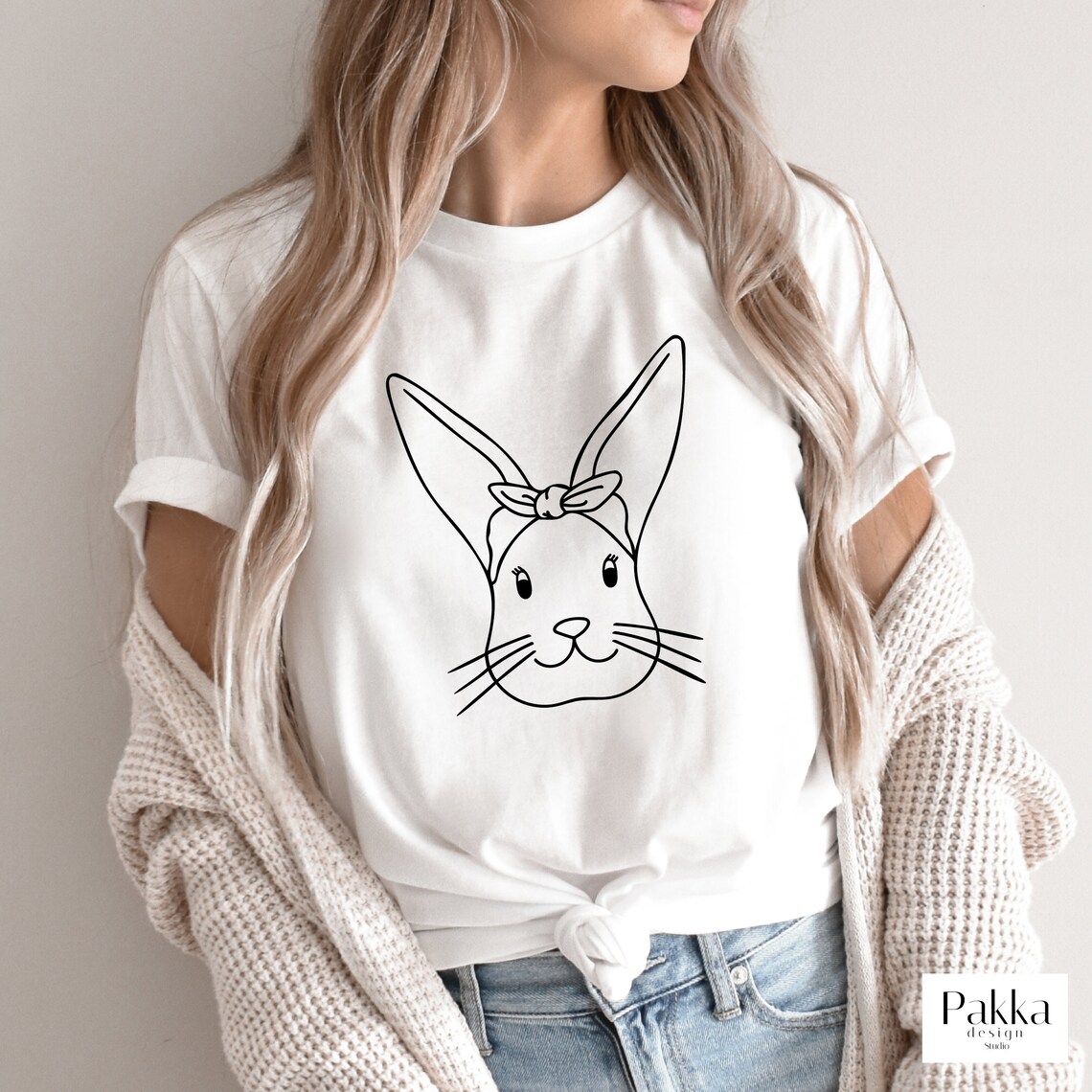 Bandanna Bunny Template Outline SVG Cute Animal Pet Rabbit | Etsy