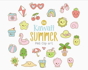 Kawaii sommar clipart-paket | Barn PNG sublimeringsdesigner