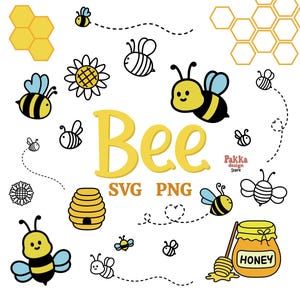 Bee PNG & SVG Cut File Bundle, Bumble Bee, Honeycomb,Honeybee Clipart Files for Cricut, Sublimation Design