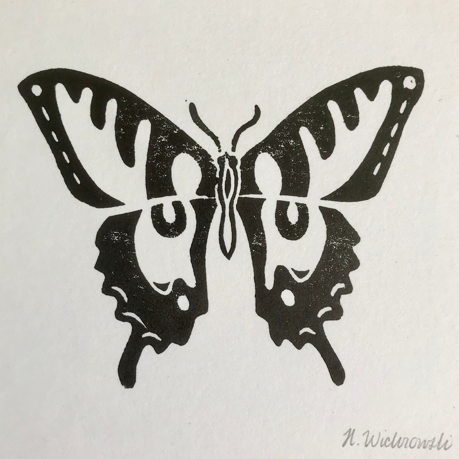 Butterfly Linocut Print Etsy