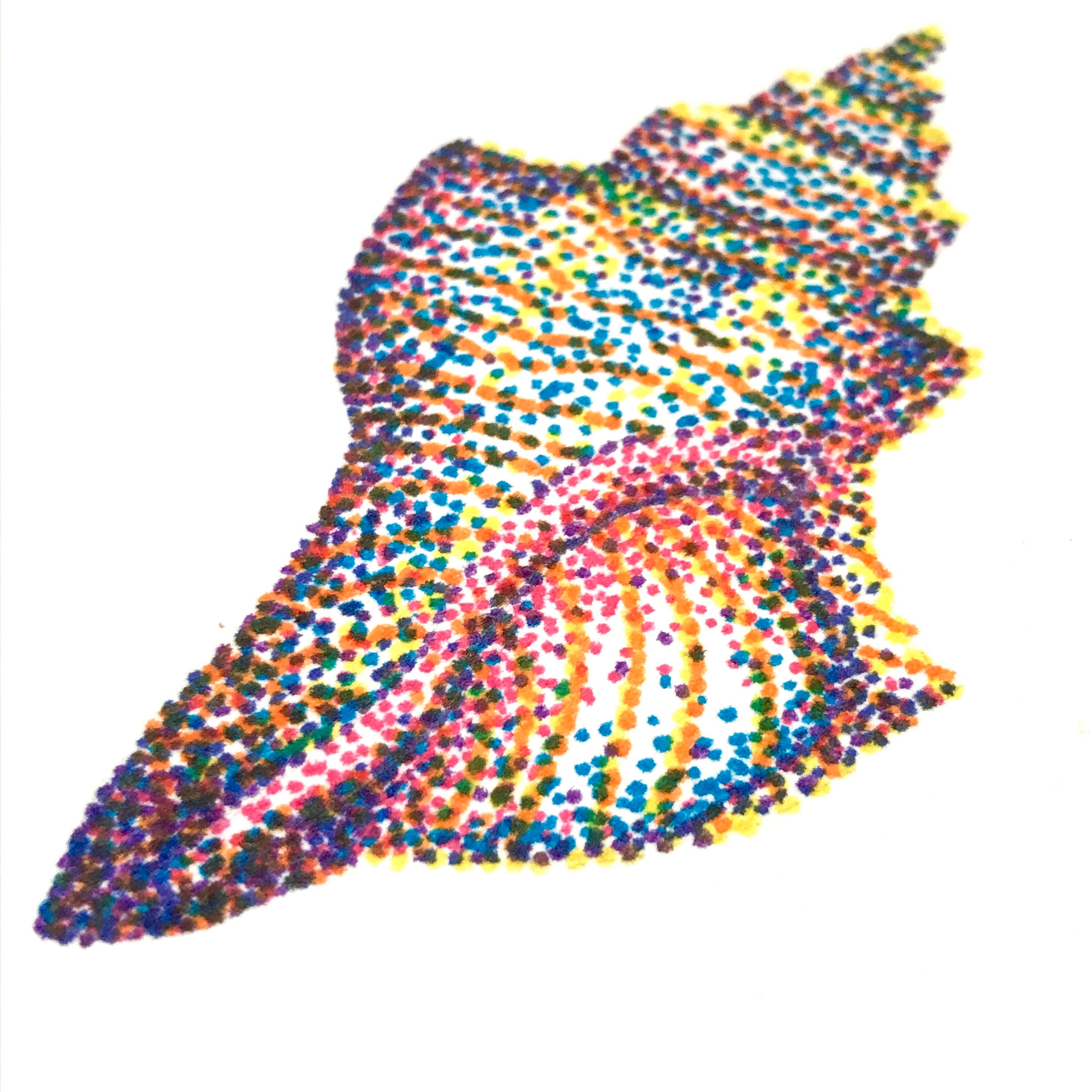 Original pointillism drawing rainbow seashell art | Etsy