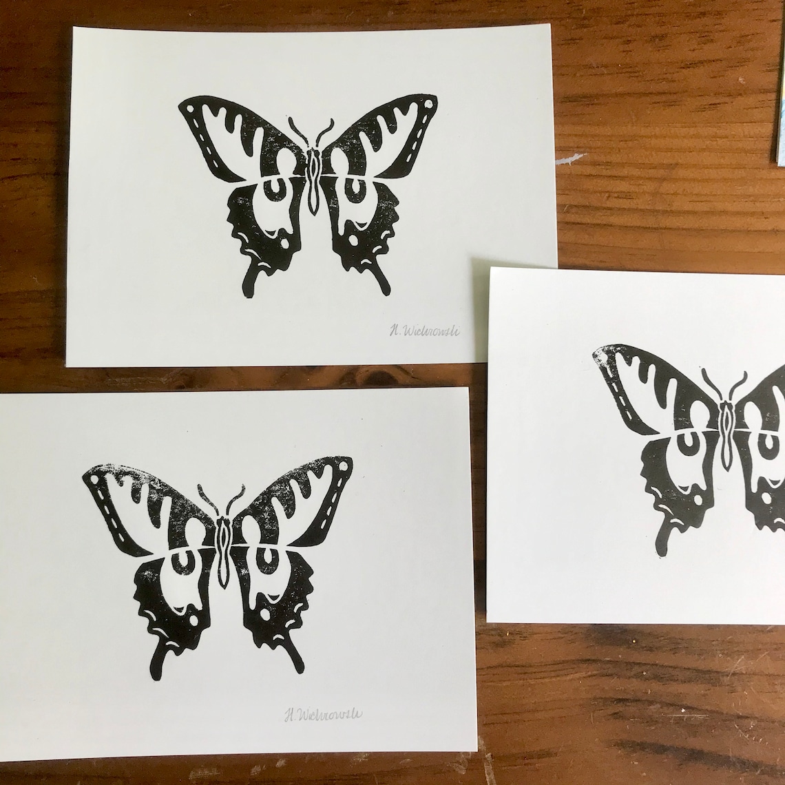 Butterfly Linocut Print Etsy