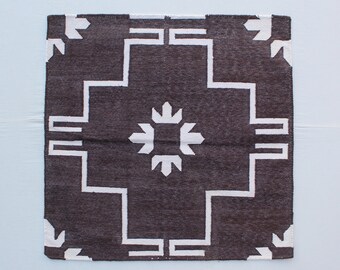 Square Sizes Brown Cotton Handmade Rug- Hand Woven High Quality Cotton Flatweave Rug