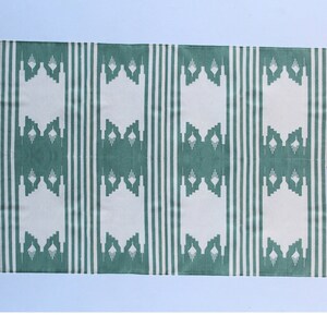 Tappeto fatto a mano in cotone verde e bianco di dimensioni multiple - Tappeto a tessitura piatta in cotone di alta qualità tessuto a mano