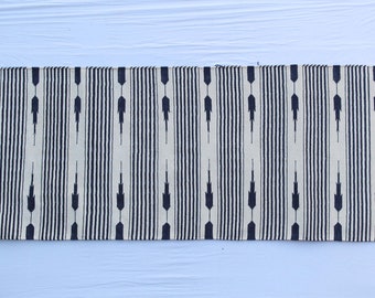 Multi Size Black And White Modern Striped Cotton Flat weave Hand woven Runner Rug- Reversible Runner Kilim