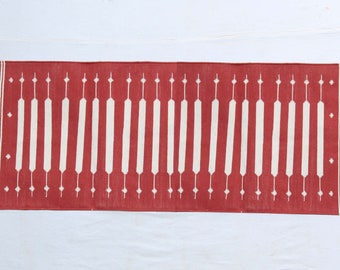 Multi Size Red And White Modern Striped Cotton Flat weave Hand woven Runner Rug- Reversible Runner Kilim