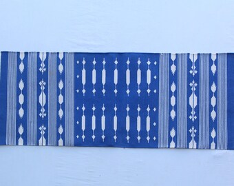 Alfombra de corredor moderna de algodón azul y blanco, tejida a mano, de varios tamaños, plana, lavable, Killim