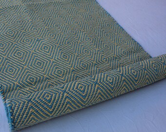 2x6 Feet Yellow and C Green Modern Cotton Flat weave Hand woven rug- Reversible Kilim Rug