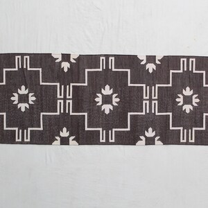 Multiple Sizes Cotton Brown And White Modern Hand Woven Runner Rug- Flat Woven Washable Runner Killim