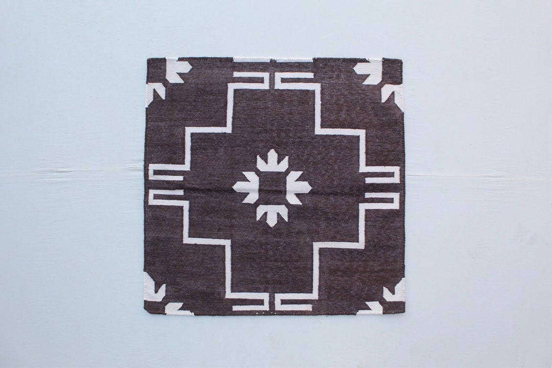 2x2 Small Size Brown Cotton Rug, Beautiful Washable Flat Weave Rug - Etsy