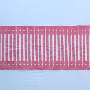 Multi Size Dark Pink And White Modern Striped Cotton Flat weave Hand woven Runner Rug- Reversible Runner Kilim