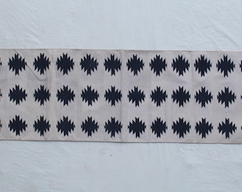 Multi Size Black And Off White Modern Cotton Flat weave Hand woven Runner Rug- Reversible Runner Kilim