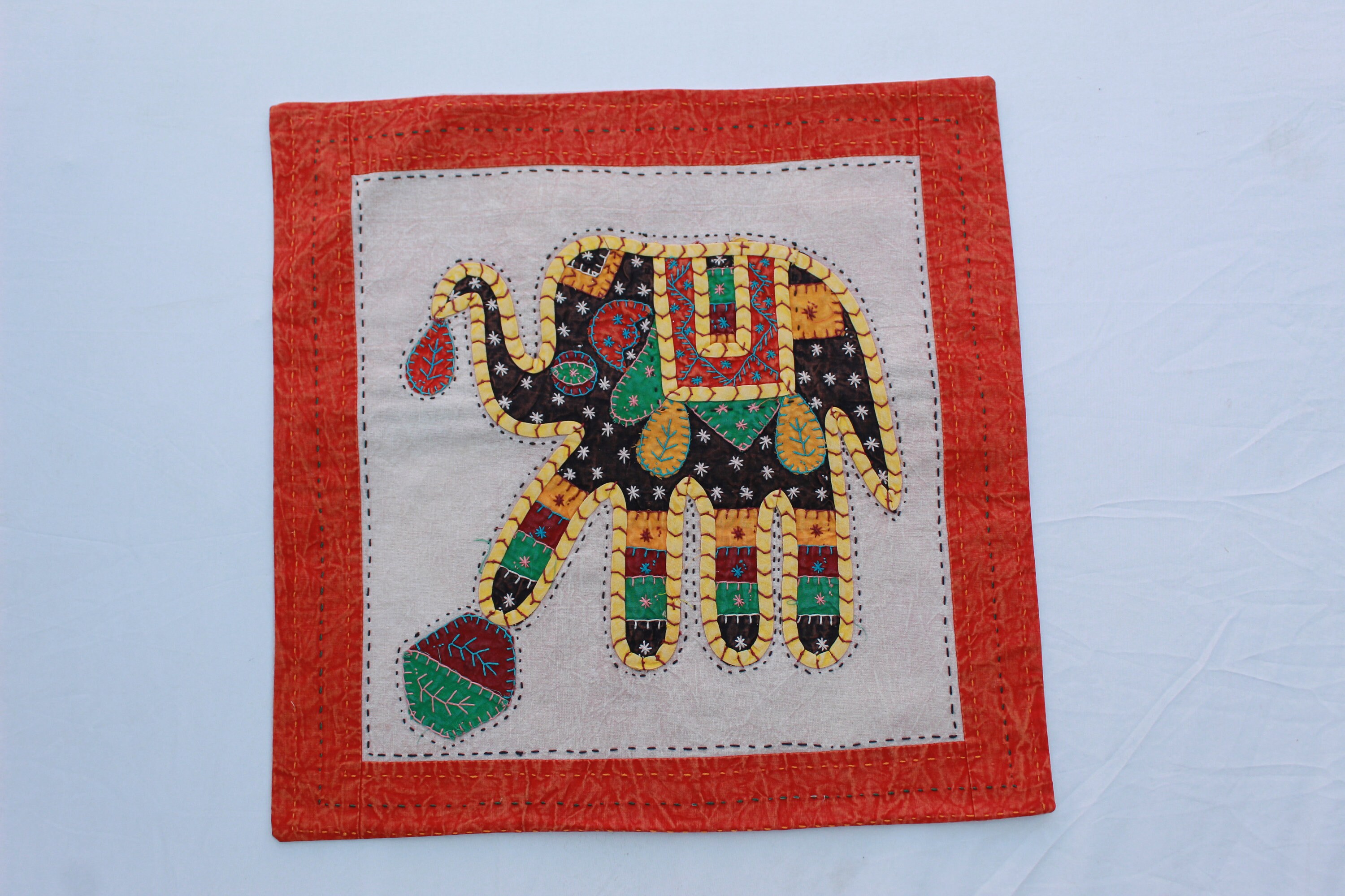 Federa per cuscino a forma di elefante, fatta a mano, patchwork, fodera per cuscino colorata fatta a mano, 40 x 40 cm - Italia