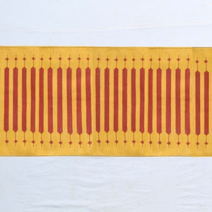 Multi Size Yellow And Red Modern Striped Cotton Flat Weave Hand woven Runner Rug- Reversible Runner Kilim