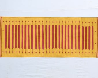 Multi Size Yellow And Red Modern Striped Cotton Flat Weave Hand woven Runner Rug- Reversible Runner Kilim