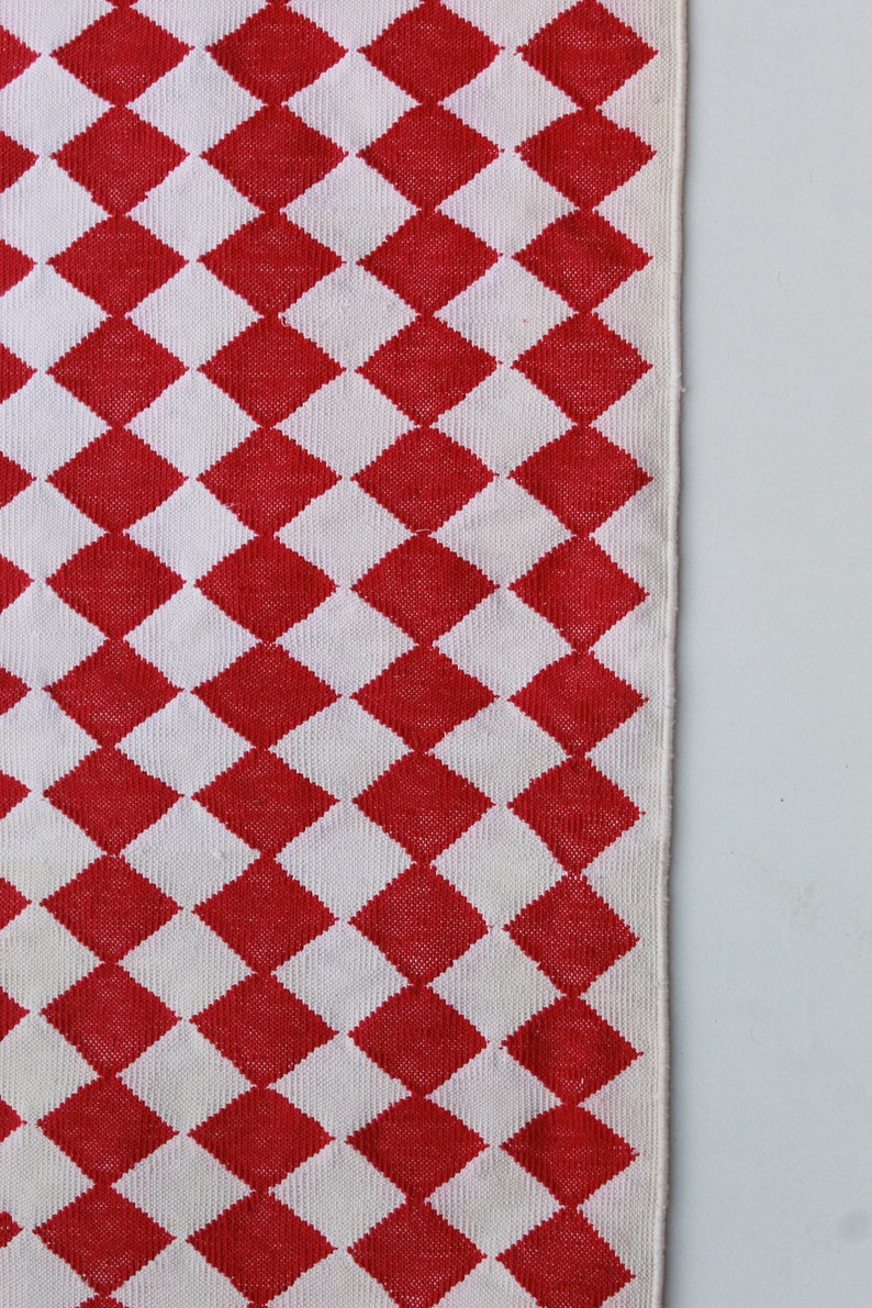 Red Rug White Line Work Multiple Sizes Red and White Handmade Rug- Hand Woven High Quality ...