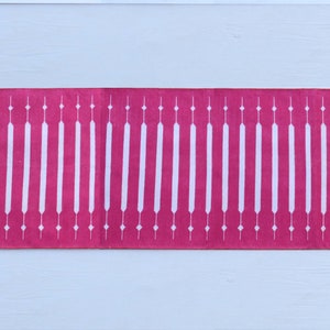 Multi Size Dark Pink And White Modern Striped Cotton Flat weave Hand woven Runner Rug- Reversible Runner Kilim
