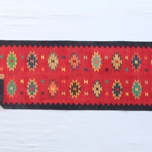 2x6 Cotton Hand Woven Rug Dhurrie - Red Washable Flat Weave Runner Rug