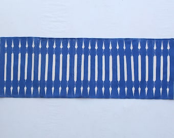 Alfombra de corredor de algodón tejida a mano, de varios tamaños, moderna, a rayas azules y blancas, de tejido plano - Alfombra reversible tipo kilim