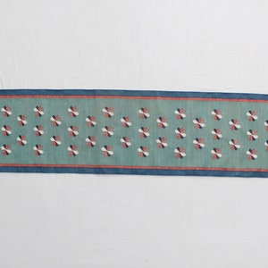 Multiple Sizes Cotton Green Modern Flowers Design Hand Woven Runner Rug- Flat Woven Washable Runner Killim
