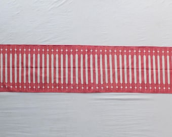 Multi Size Light Red And White Modern Striped Cotton Flat weave Hand woven Runner Rug- Reversible Runner Kilim