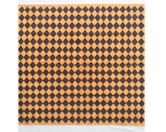 Square Sizes Black And Golden Yellow Handmade Rug- Hand Woven High Quality Cotton Flatweave Rug
