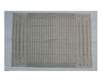 Multiple Sizes Grey And White Handmade Rug- Hand Woven High Quality Cotton Flatweave Rug