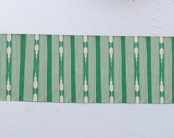 Multi Size Green And White Modern Striped Cotton Flat weave Hand woven Runner Rug- Reversible Runner Kilim