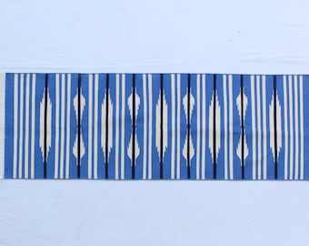 Alfombra de corredor moderna de algodón, varios tamaños, azul, blanco y negro, tejida a mano, plana, lavable, Killim