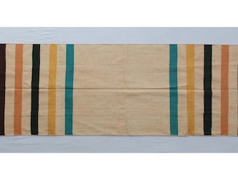 Alfombra de corredor reversible de algodón de tejido plano, tejida a mano, moderna, de rayas amarillas doradas, de varios tamaños