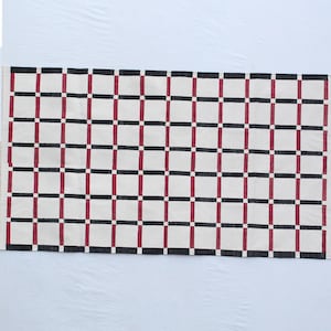 Multiple Sizes Off White And Black, Red Handmade Rug- Hand Woven High Quality Cotton Flatweave Rug
