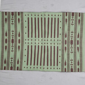 Multiple Sizes Green And Brown Handmade Rug- Hand Woven High Quality Cotton Flatweave Rug