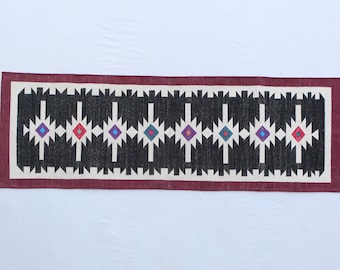 Multiple Sizes Cotton Multiple Sizes Black And White Runner Rug - Dark Red Border Flat Woven Washable Runner Killim