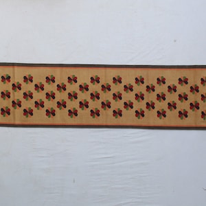 Multiple Sizes Cotton Golden Yellow Modern Flowers Design Hand Woven Runner Rug- Flat Woven Washable Runner Killim
