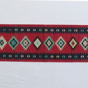 2x6 Cotton Hand Woven Rug Dhurrie - Runner Red Black Washable Flat Weave Runner Rug