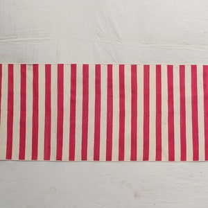 Multi Size Pink And White Modern Striped Cotton Flat weave Hand woven Runner Rug- Reversible Runner Kilim
