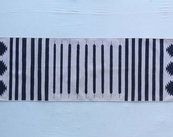 Multi Size Black And Off White Modern Cotton Flat weave Hand woven Runner Rug- Reversible Runner Kilim