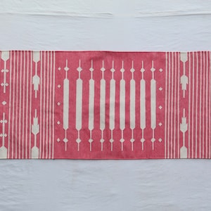 Multi Size Dark Pink And White Modern Striped Cotton Flat weave Hand woven Runner Rug- Reversible Runner Kilim
