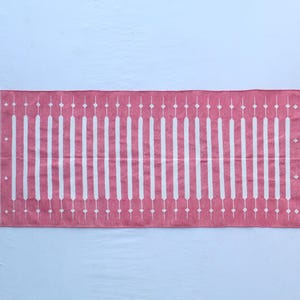 Multi Size Dark Pink And White Modern Striped Cotton Flat weave Hand woven Runner Rug- Reversible Runner Kilim