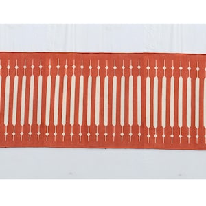 Multi Size Orange And White Modern Striped Cotton Flat Weave Hand Woven Runner Rug- Reversible Runner Kilim