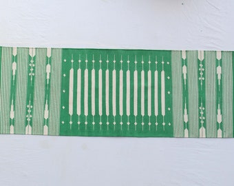 Multi Size Green And White Modern Striped Cotton Flat weave Hand woven Runner Rug- Reversible Runner Kilim