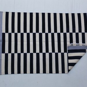 Multi Size Handwoven Traditional Rug -Black And White Hand Woven Geometric High Quality Cotton Flatweave Rug